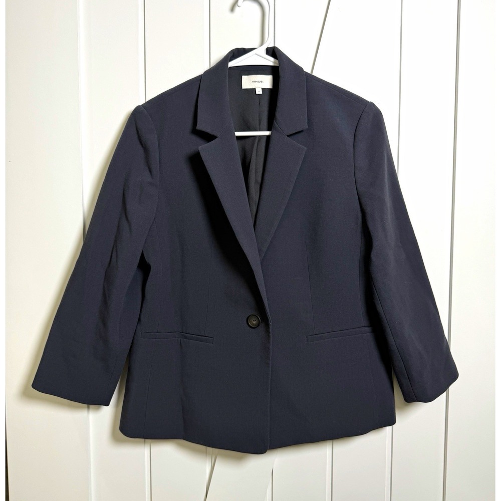 Vince Dark Gray Solid Lined One-Button Blazer Women's Size 4 Capsule Minimalist